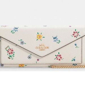 Coach Wild Meadow Floral Print Slim Envelopes Wallet Crossbody Stem Wildflower